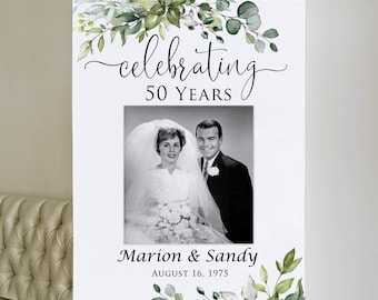 PRINTED or DIGITAL Anniversary Welcome Sign, 50th Wedding Anniversary Welcome Sign, Photo 50th Anniversary Celebrating 50 Years, PW1124-5