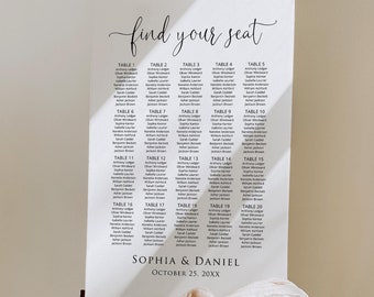 PRINTED or DIGITAL Seating Chart for Wedding, Birthday Party, Anniversary Celebration, Guest Table Plan Foam Board Poster, PW1125-3