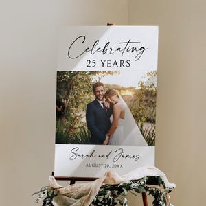 PRINTED and SHIPPED 25th Wedding Anniversary Sign with Photo, Celebrating 25 Years Foam Board Welcome Sign, BS2-1