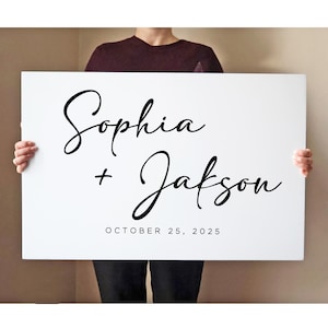 PRINTED Modern Personalized Wedding Welcome Sign, Minimalist Wedding Ceremony Sign, Modern Wedding Reception Sign, PWP4-2