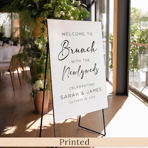 PRINTED or DIGITAL Minimalist Wedding Brunch Welcome Sign, Brunch with the Newlyweds, Post Wedding Sign, Foam Board, PWP4