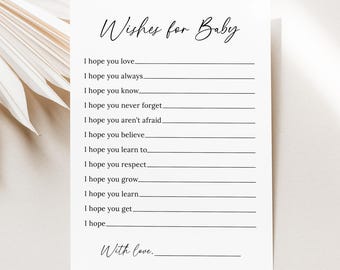 PRINTED or DIGITAL Wishes for Baby Card, Baby Shower Wishes Card, Gender Neutral Baby Shower Game, B22