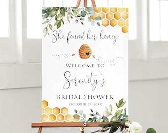 PRINTED or DIGITAL Honey Bee Bridal Shower Welcome Sign She Found Her Honey, PW1497-2