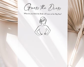 DIGITAL Minimalist Bridal Draw the Dress Game, Guess the Dress Bridal Shower Game, BS2-1