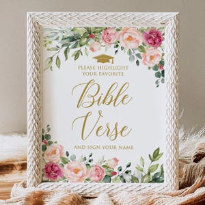Signe de verset de la Bible rose verdure IMPRIMÉ ou NUMÉRIQUE, mettez en valeur votre verset biblique préféré, signe de livre d&#39;or de la Bible, sans cadre, P57-2