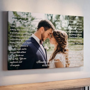 Wedding Vows Canvas, Wedding Anniversary Vows, Printed  Vows Wall Art, 5th Anniversary Gift