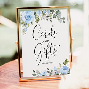 Cartes floral bleu clair et cadeaux, carte de mariage, carte de mariage, baby shower, sans cadre, PW1411