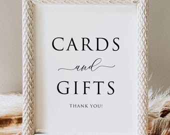 PRINTED or DIGITAL Cards and Gifts Sign, Bridal Shower Cards Sign, Wedding Gifts Sign, Unframed Table Sign, BS80-3