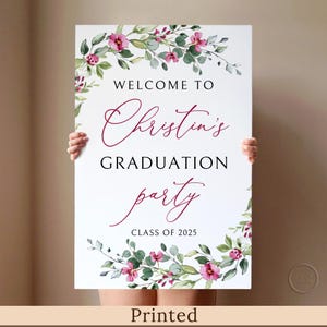 PRINTED or DIGITAL Floral Graduation Welcome Sign, Wildflower Grad Party Poster, P73-1