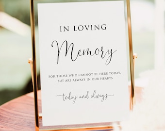 PRINTED or DIGITAL Memorial Wedding Sign, In Loving Memory, Unframed, PW1125-2