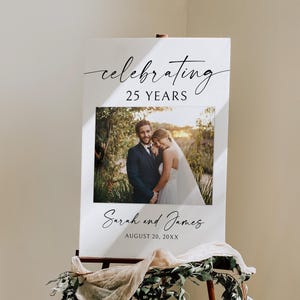 PRINTED and SHIPPED 25th Anniversary Welcome Sign with Photo, Celebrating 25 Years Poster, Foam Board Sign, BS2-6