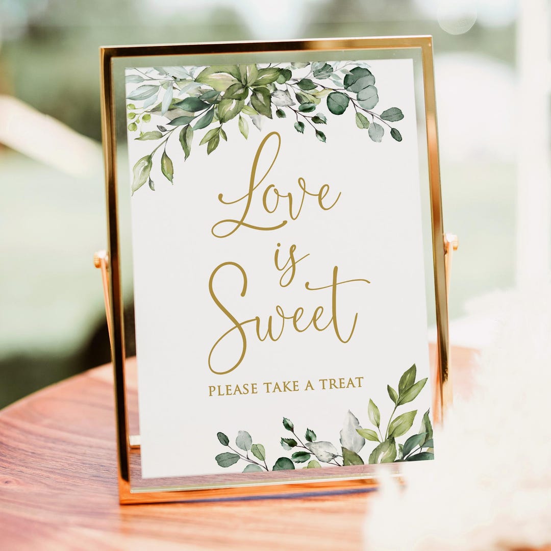 Very Sweet Sign PRINTED or DIGITAL Love is Sweet Sign, Greenery Dessert Table Sign ...