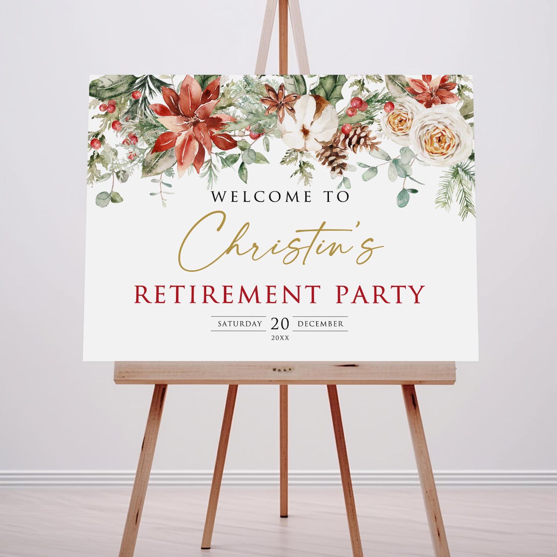 Printed Christmas Retirement Welcome Sign, Winter Holiday Retirement ...