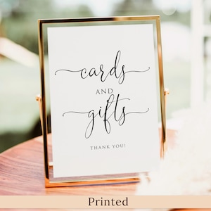 Enseigne moderne imprimée ou numérique pour cartes et cadeaux, enseigne de réception de mariage minimaliste, enseigne de table sans cadre, PW1125-4