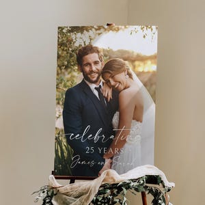 PRINTED and SHIPPED Photo Anniversary Welcome Sign, Celebrating 25 Years Foam Board Poster,  25th Wedding Welcome Sign, BS2-3