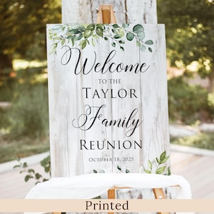 PRINTED or DIGITAL Family Reunion Welcome Sign, Rustic Greenery Family Family Gathering Poster, PW351