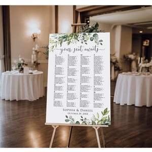 PRINTED or DIGITAL Alphabetical Botanical Wedding Seating Chart, Your Seat Awaits, PW1124C image 2