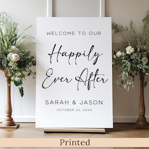 PRINTED or DIGITAL Happily Ever After Welcome Sign, Modern Wedding After Party Signage, Reception Poster, PWP4-2