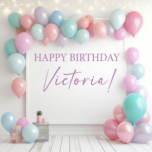 Personalized Happy Birthday Vinyl Wall Decal: Custom Name Party Decor a090
