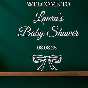 Personalized Baby Shower Welcome Decal, Custom Name and Date Vinyl Sticker, Baby Shower Sign for Acrylic or Mirror Display a088