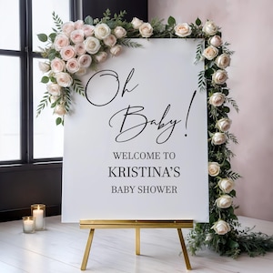 Baby Shower Vinyl Decal - Oh Baby Custom Name Baby Shower Wall Decal – Personalized Party Decoration a064