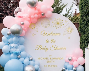 Custom Baby Shower Backdrop Decal: Personalized Welcome Sign a054