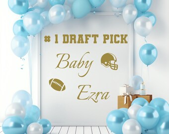 Custom Football Baby Shower Decal: Personalized Party Backdrop a047