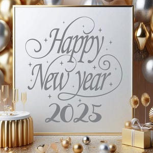 HOWAF Fensterbilder Silvester 2026 – 9 Blatt Happy New Year Aufkleber, 30x20 Cm, PVC