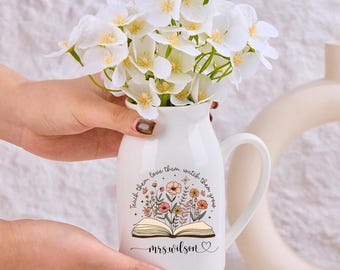 Custom Flower Vase for Teacher,Teacher Appreciation Gift,Teacher Flower Vase,Back To School Gift,TNever Forget the Difference You Make,Thank