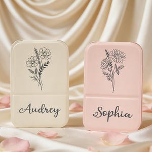 Benutzerdefinierte Geburt Blume Leder Taschenspiegel, personalisierte Name Make-up Spiegel, Brautjungfer Geschenk für sie.