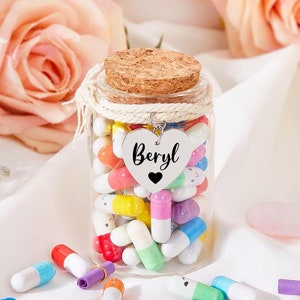 Cápsulas de bilhete de amor personalizadas, mensagem em uma garrafa de vidro, presente fofo para ela, presente de aniversário para namorado, presente de casal, presente de dia dos namorados