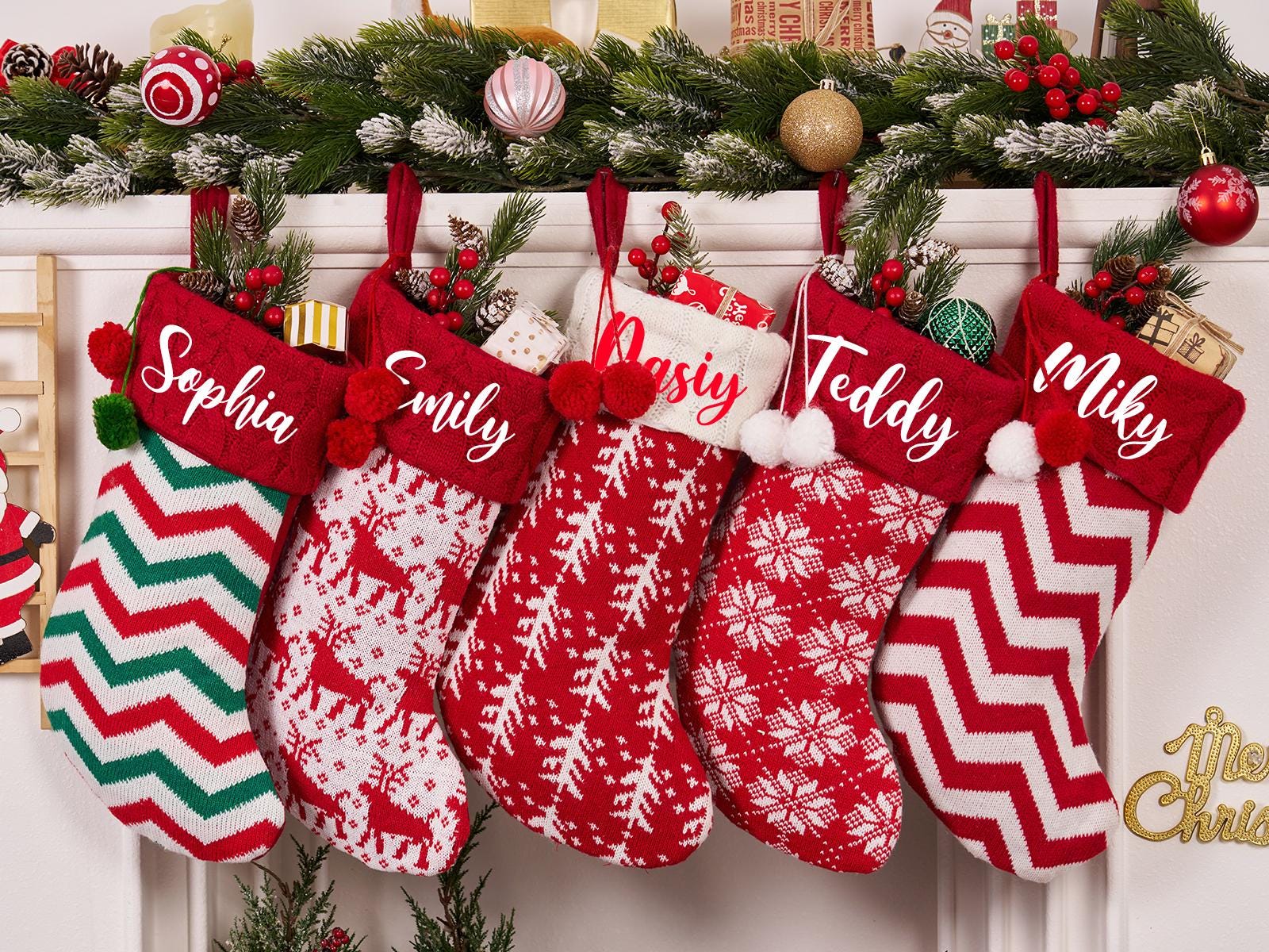 Personalized Knitted Christmas Stockings,Christmas Stocking With Name, Family Christmas Stocking,Custom Holiday Stocking,Christmas Gift 2024