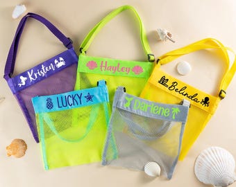 Custom Seashell Bag,Personalized Mesh Shell Bag,Monogram Shell Beach Mesh Bag,Kid Beach Bag,Seashell Tote Bag,Pool Toy Bag,Beach Party Favor