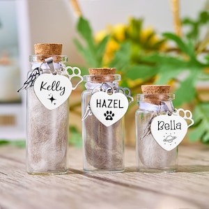 Słoik na sierść lub prochy zwierząt domowych, Spersonalizowany szklany słoik na pamiątkę, Pamiątka z sierści zwierząt domowych, Prezent na stratę zwierzaka, Prezent na pamiątkę psa lub kota, Tęczowy Most dla zwierząt domowych