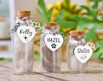 Pet Fur or Ashes Memorial Jar,Personalized Glass Jar Memorial,Pet Fur Keepsake,Pet Loss Gift,Dog Cat Remembrance Gift, Rainbow Bridge Pet
