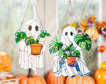Halloween Ghost Suncatcher,Halloween Acrylic Suncatcher,Halloween Ghost Window Hanging,Halloween Gardening Gift,Halloween Decor,Spooky Home.