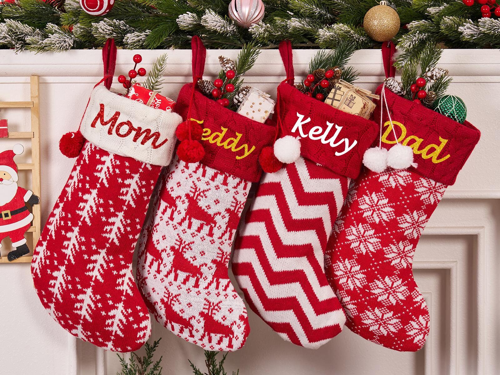 Personalized Knitted Christmas Stockings,Christmas Stocking With Name, Family Christmas Stocking,Custom Holiday Stocking,Christmas Gift 2024
