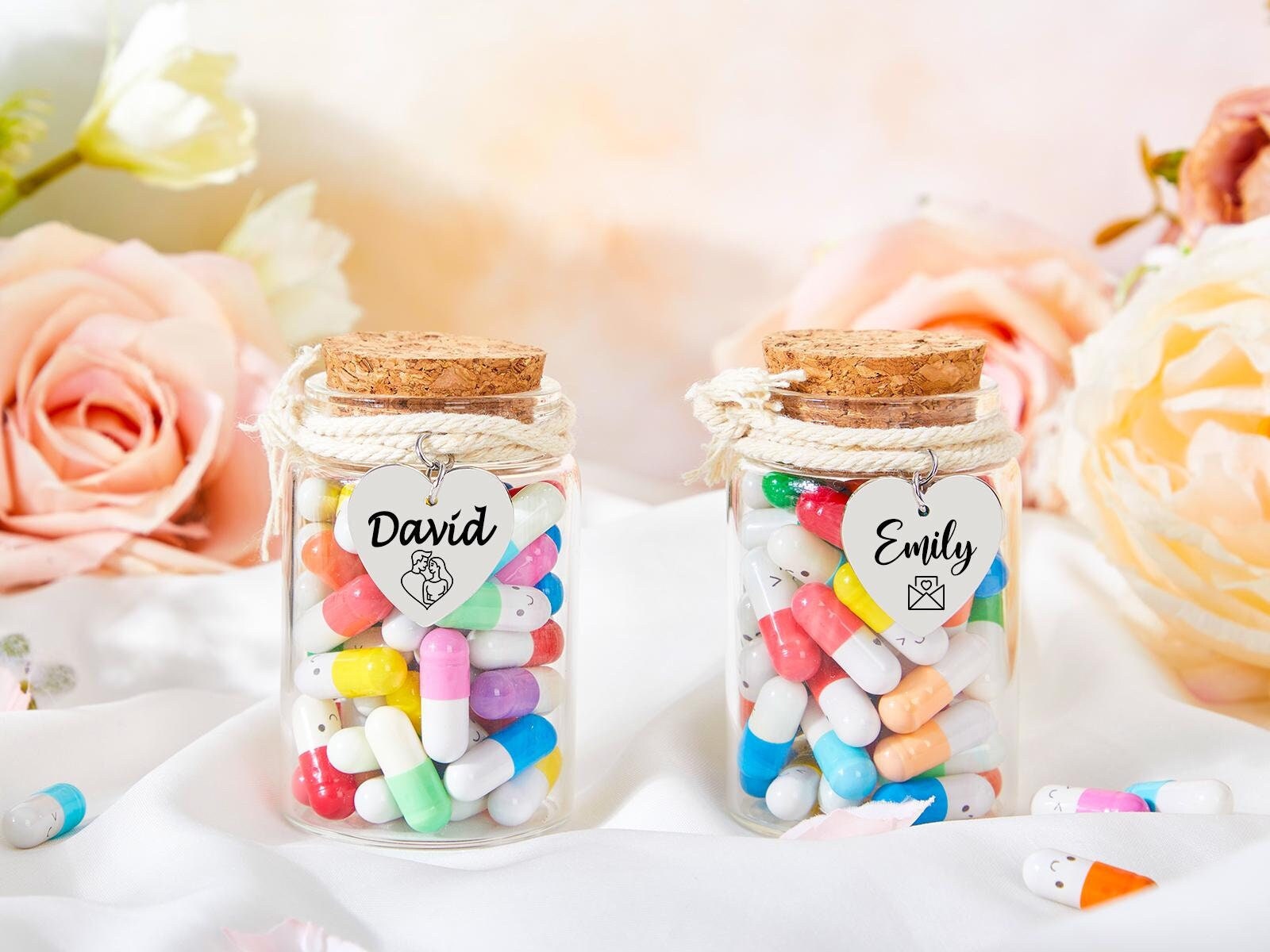 Personalized Love Note Capsules,Message in a Glass Bottle,Cute Gift for Her,Anniversary Gift for Boyfriend,Couple Gift,Valentine’s Day Gift