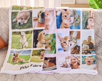 Custom Photo Blanket Collage,Personalized Family Blanket With Text,Picture Collage Blankets,Family&Friends Gifts,Anniversary Gift For Couple