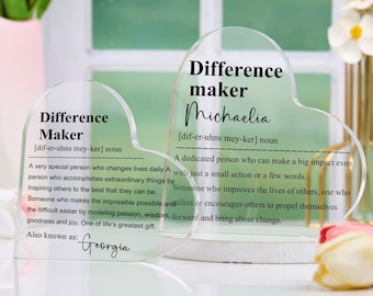 Difference Maker Plaque,Retirement Gift,Employee gift, Teacher Gift,Coworker Gift,Appreciation Gift,Thank You Gift,Mentor Gift,Boss Gift.