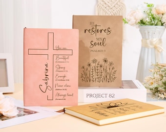 Personalized Christian Journal for Her,Bible Scripture Study Journal,Prayer Notebook,Religious Journal Gift For Her, Gift For Catholics #2