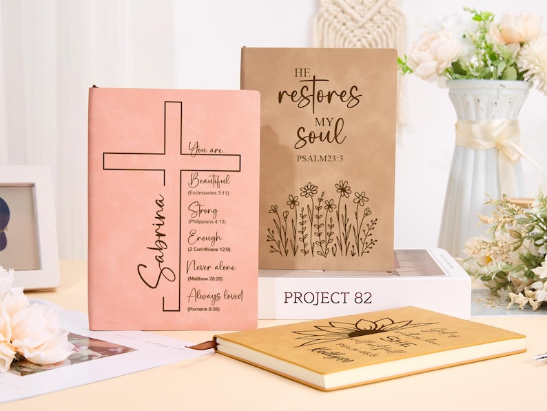 Personalized Christian Journal for Her,Bible Scripture Study Journal,Prayer Notebook,Religious Journal Gift For Her, Gift For Catholics #2 image 1