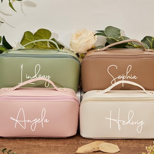 Personalisierte Brautjungfer Make-up Tasche, Kosmetiktasche mit großer Kapazität, Geburtstagsgeschenk für sie, Brautjungfer Geschenk, Make-up Veranstalter, Brautparty Geschenk