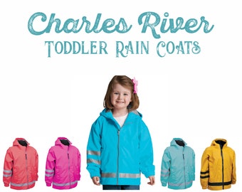 Monogrammed Rain Jacket - Charles River Apparel, Toddler Raincoat, Back to School, Rain Wear, Toddler Raincoat
