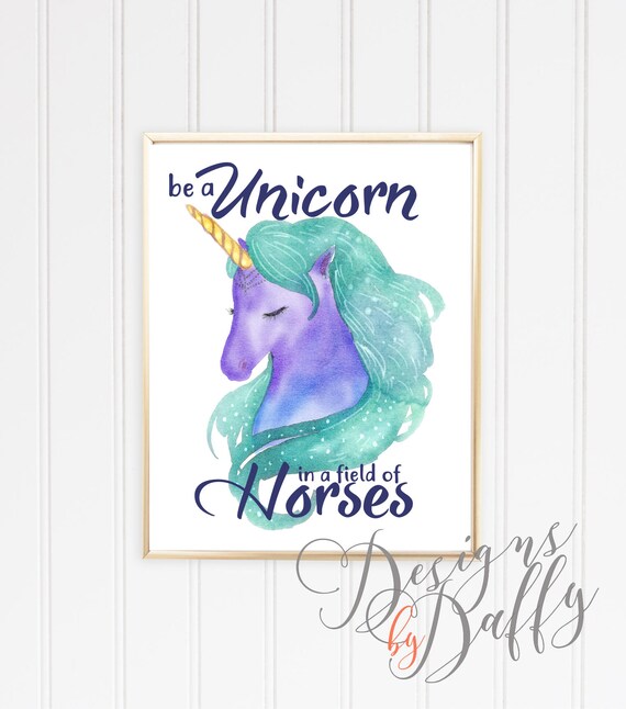 Be a Unicorn Printable Wall Art Instant Download | Etsy