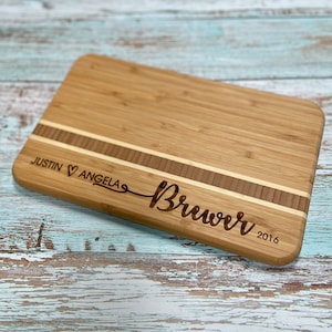Custom Engraved Bamboo Cutting Board - Wedding Gift, Anniversary Gift