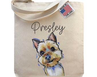 Yorkie - Personalized Embroidered Tote, Dog Lovers Tote