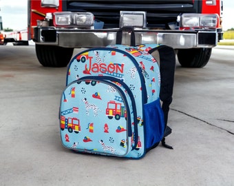 Monogram Backpack - 12" Wildkin Firefighters, Personalized Backpack, Preschool, Day Care, Kindergarten