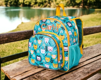 Monogram Backpack - 12" Wildkin Party Animal, Personalized Backpack, Preschool, Day Care, Kindergarten