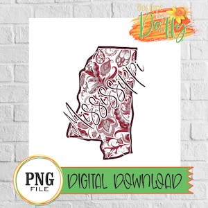 Mississippi - Paisley State Digital Transfer, Sublimation, Digital Download, PNG File